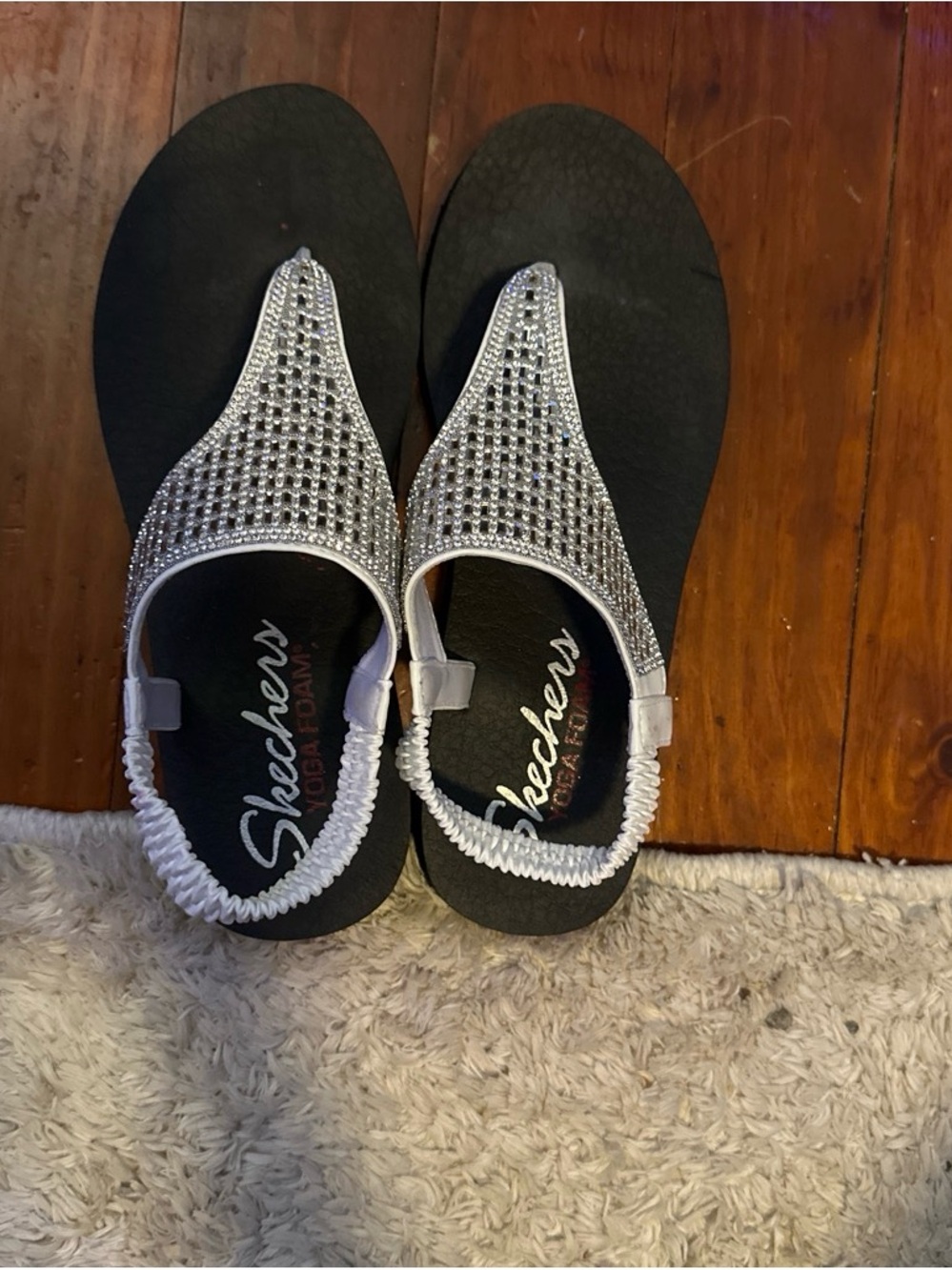 Skechers Women’s Silver Rhinestone Slingback Sandals